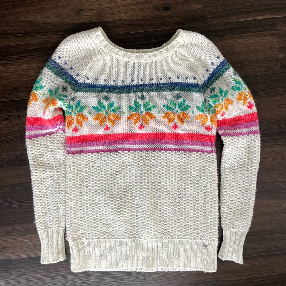 Wool Mohair American Eagle snowflake Nordic Fair Isle Rainbow XS